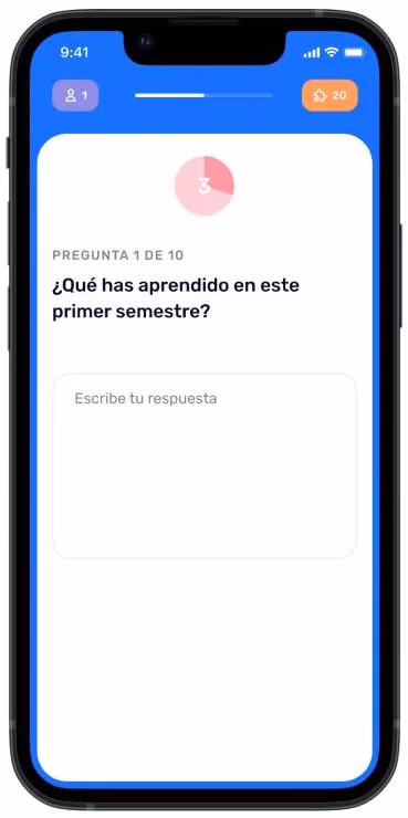 Autoevaluación móvil: pregunta abierta sobre lo aprendido en el semestre