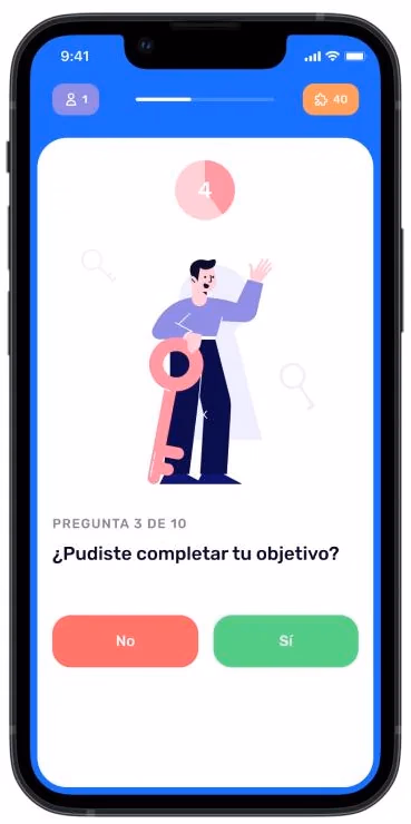 Autoevaluación móvil: pregunta de cierre sobre el cumplimiento del objetivo